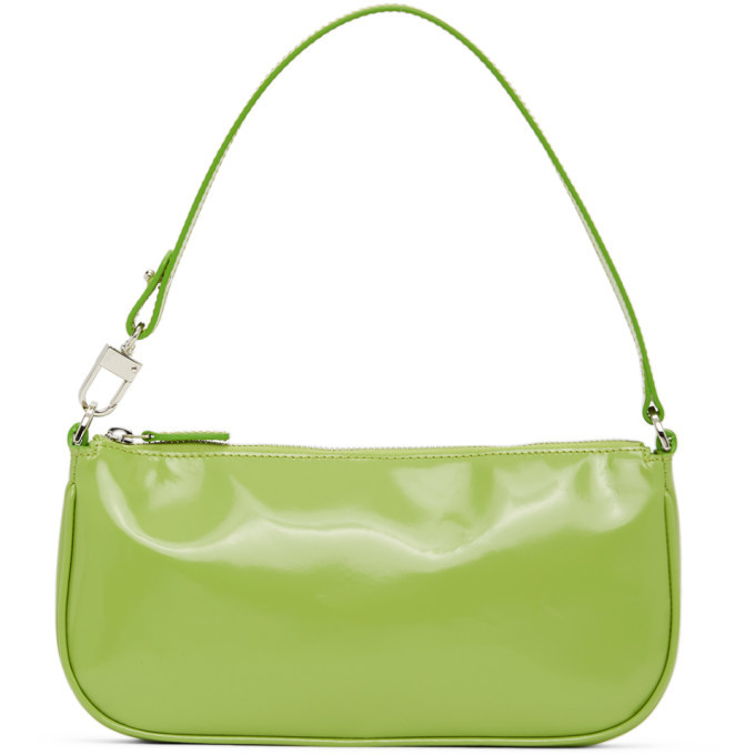 BY FAR Green Patent Rachel Bag