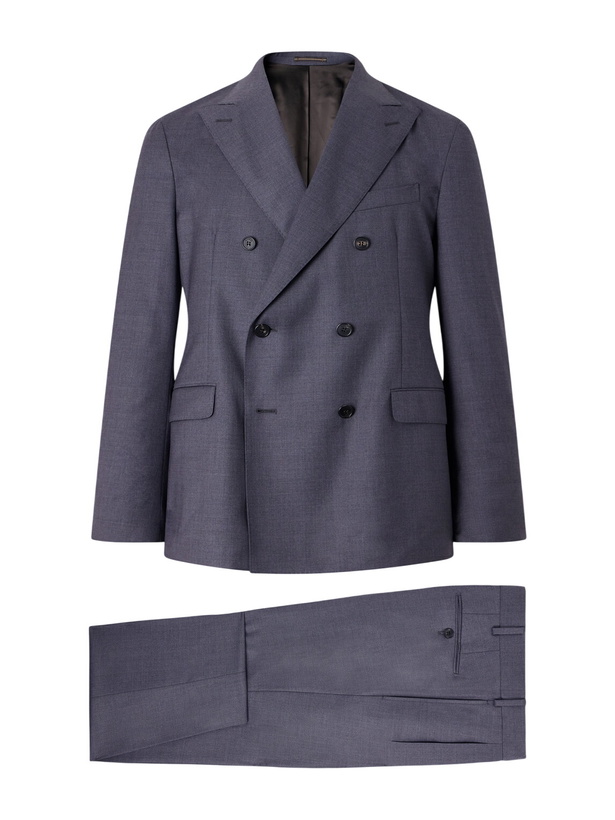 Photo: Slowear - Double-Breasted Wool Woven Suit - Gray