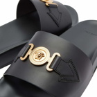 Versace Men's Medusa Head Pool Slide in Black/Gold