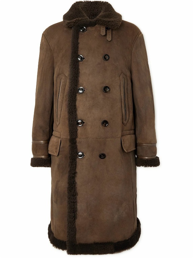 Photo: TOM FORD - Double-Breasted Shearling Overcoat - Brown