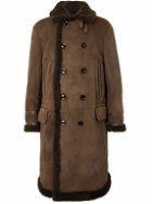 TOM FORD - Double-Breasted Shearling Overcoat - Brown