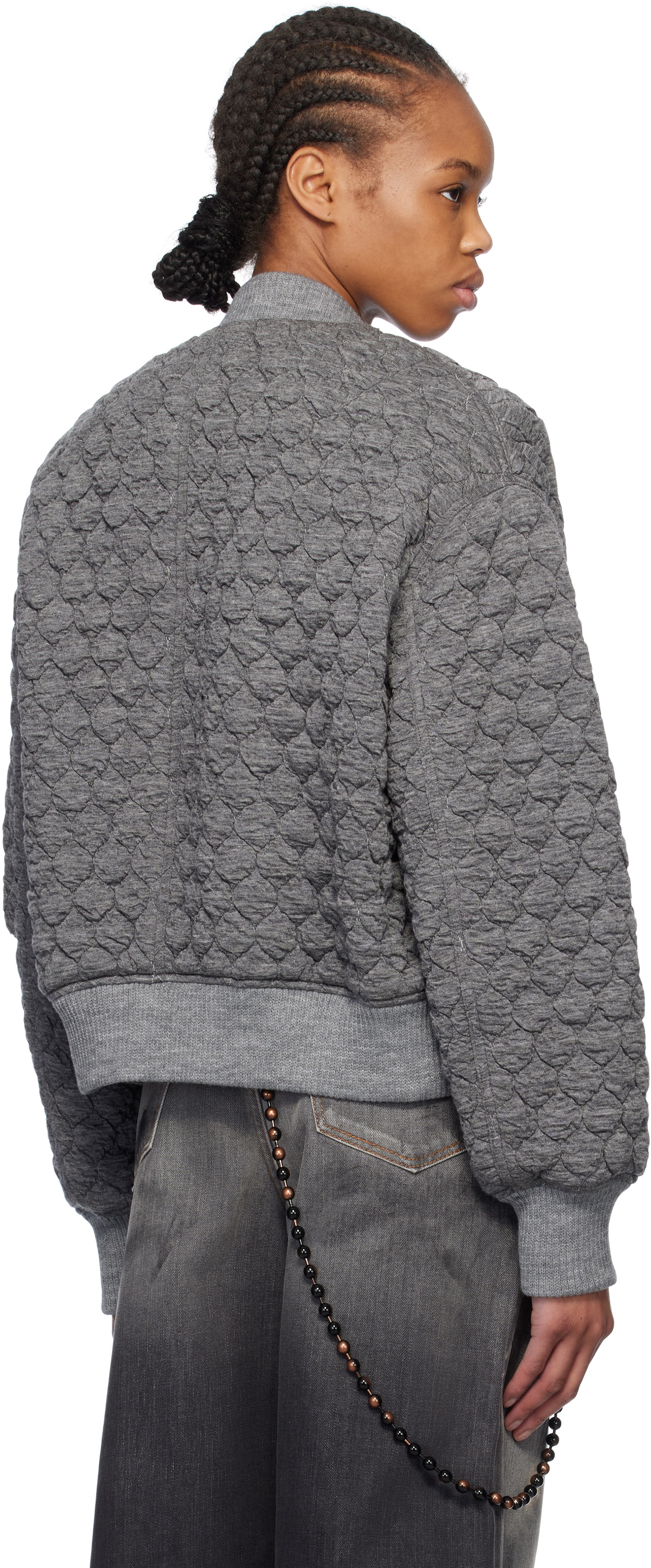 We11done Gray Quilted Bomber Jacket