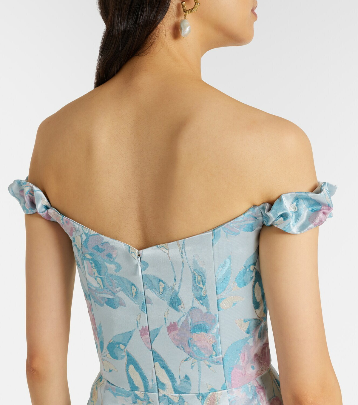 Markarian Yolanda floral off-shoulder brocade gown