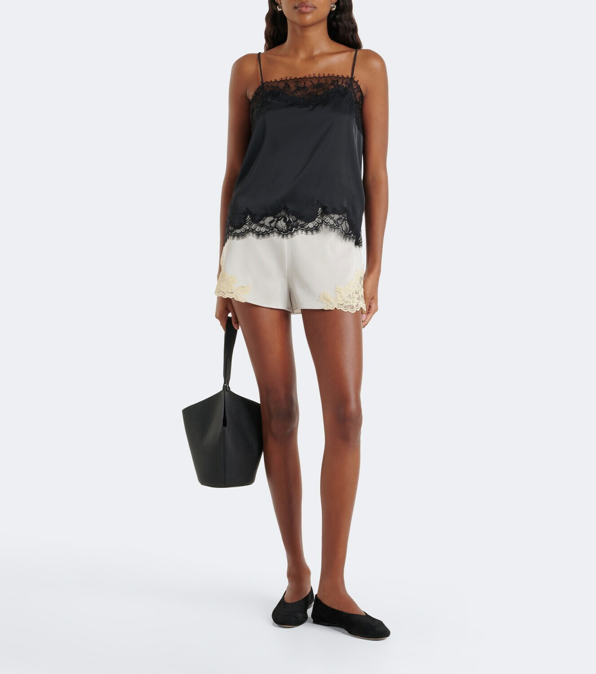 De La Vali Reparo lace-trimmed crêpe shorts