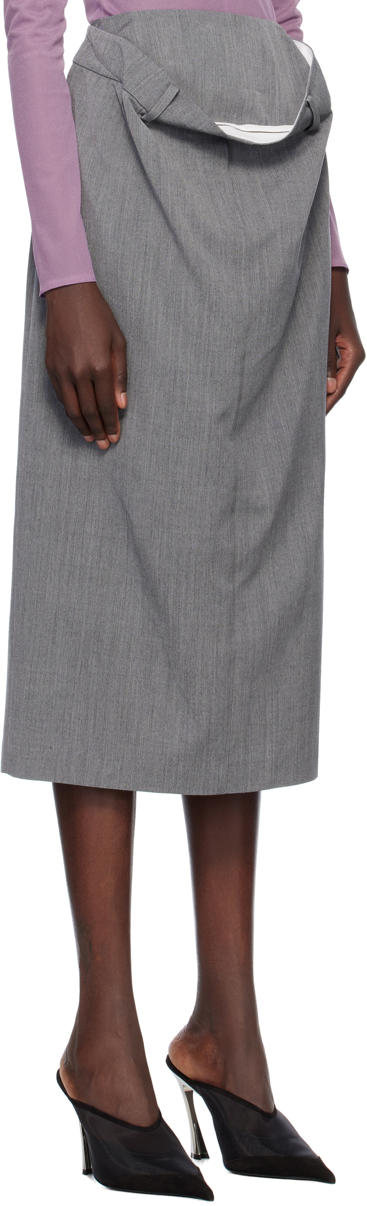 Pushbutton Gray Kangaroo Midi Skirt