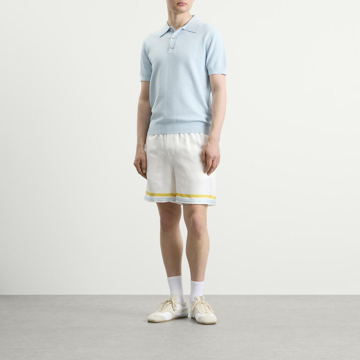 Casablanca Men's Pointelle Monogram Polo in Blue