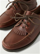 Yuketen - Textured-Leather Kiltie Derby Shoes - Brown
