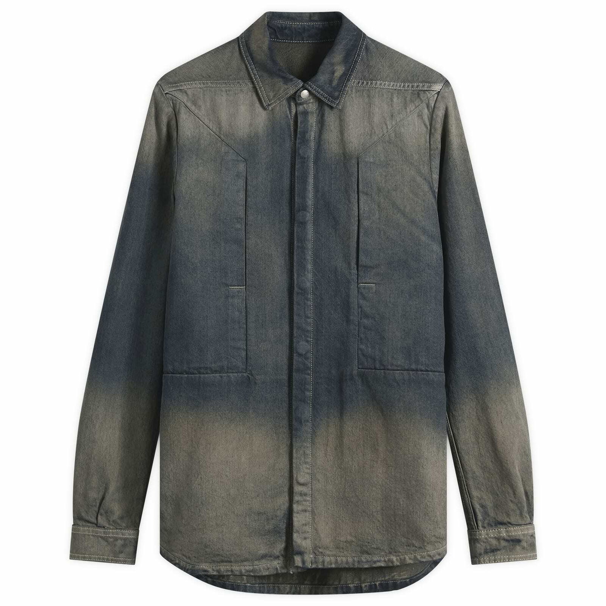 Rick Owens Men's Fogpocket Denim Shirt in Dark Dust Rick Owens