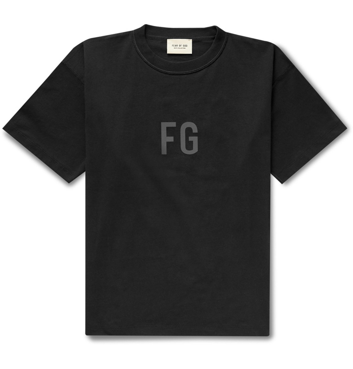 Photo: Fear of God - Logo-Print Cotton-Jersey T-Shirt - Black