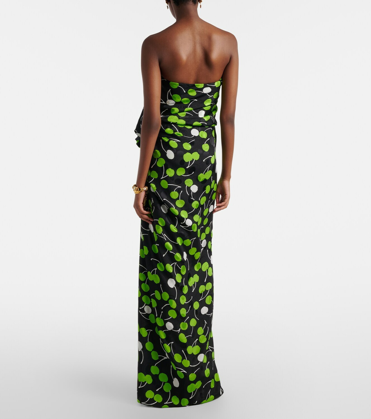 Saint Laurent Ruched printed silk gown