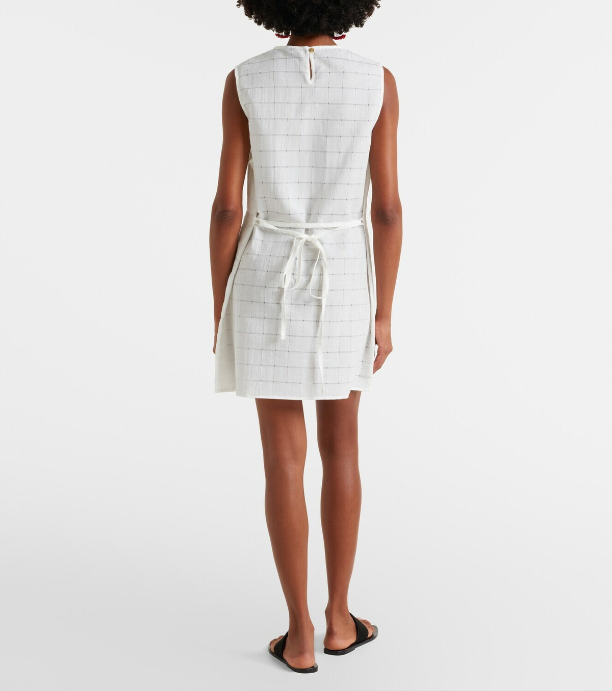 Asceno Sintra checked linen and cotton minidress
