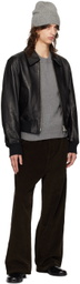 AMI Paris Black Zipped Leather Jacket