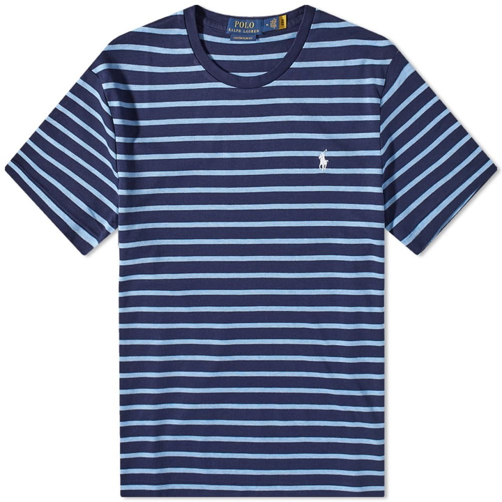 Photo: Polo Ralph Lauren Men's Stripe T-Shirt in French Navy/Soft Royal Heather