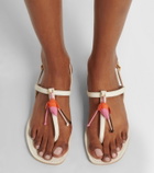 Prada Floral-appliqué leather thong sandals