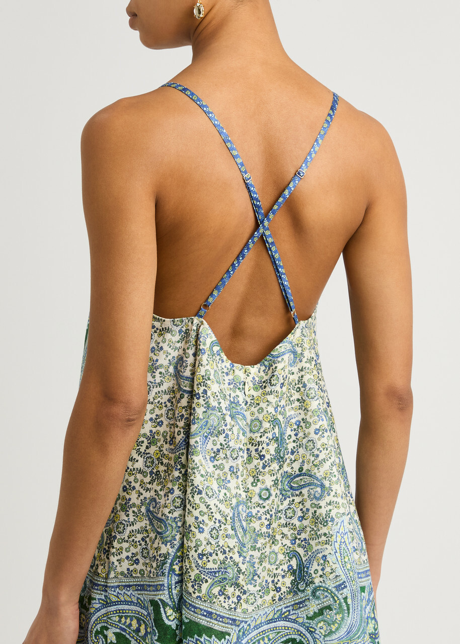 Zimmermann Ottie Printed Linen Mini Dress Multi Print Zimmermann