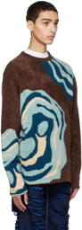 The Elder Statesman Brown Intarsia Sweater