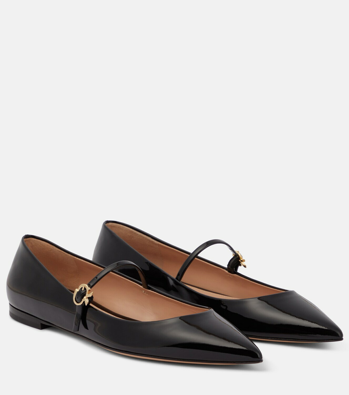 Gianvito Rossi Ribbon patent leather ballet flats