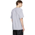 Sacai Blue and White Pinstripe Half-Sleeve T-Shirt