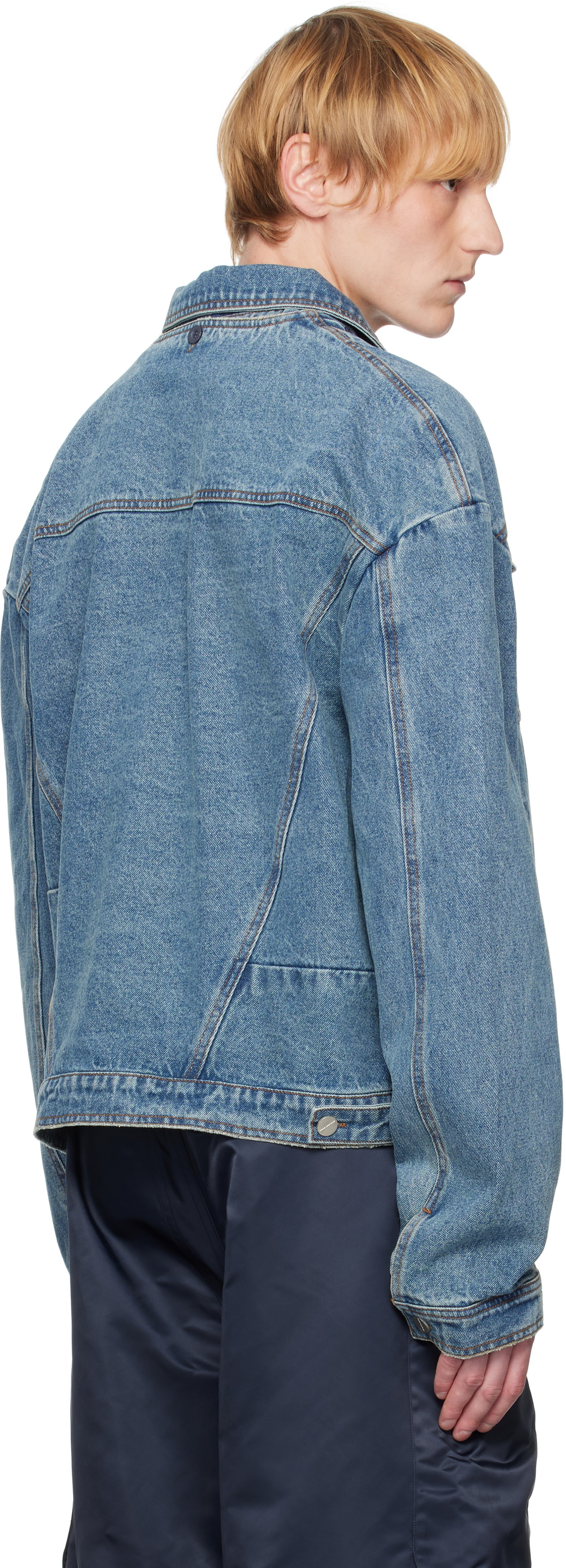SPENCER BADU Blue Zip Denim Jacket