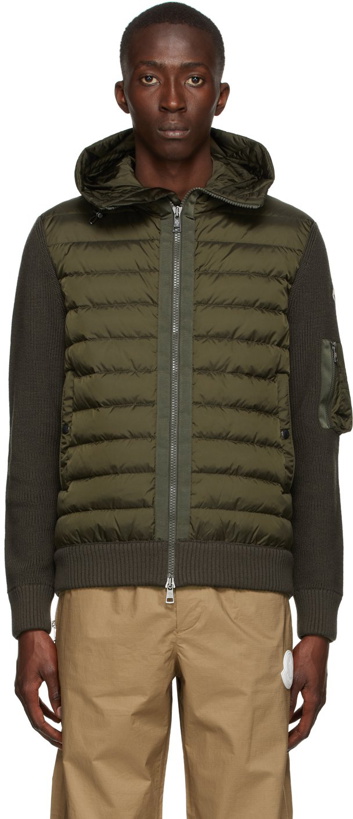 Photo: Moncler Green Down Hooded Cardigan