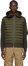 Moncler Green Down Hooded Cardigan