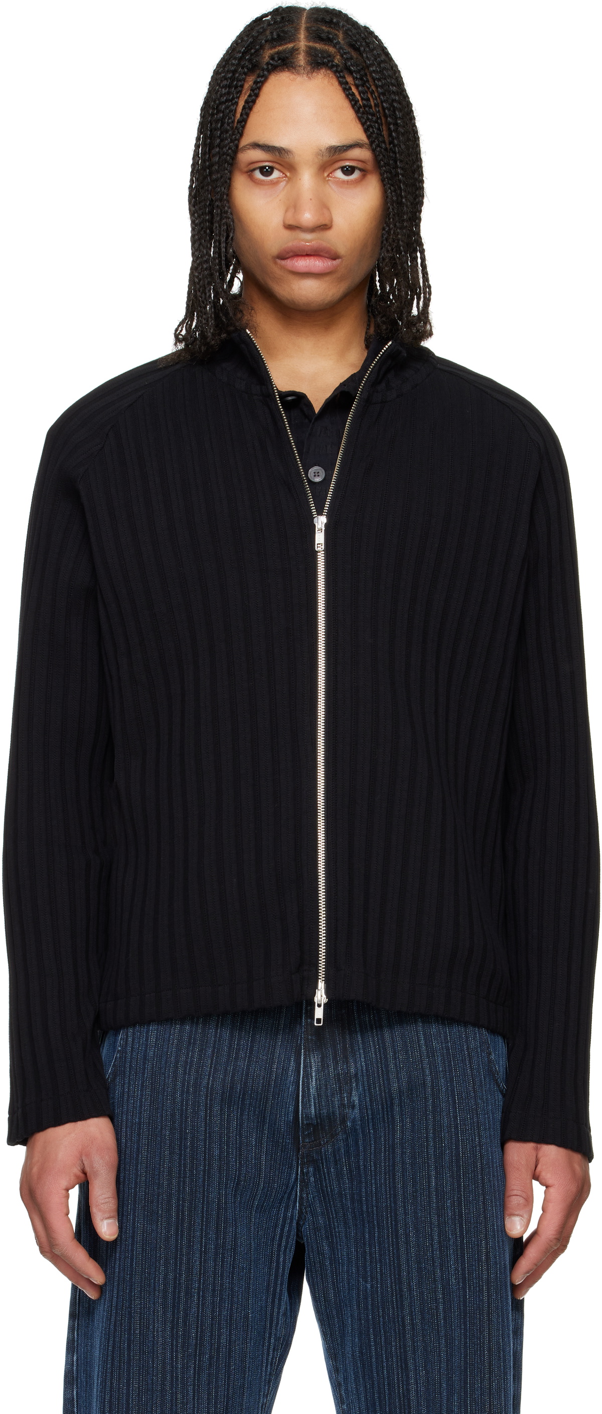 【mfpen】Leisure Zip Up ブラック Sサイズ mfpen Leisure Zip Up in Black Jersey Cord Curated at Jake and Jones