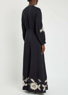 Forte_forte Embroidered Cotton and Wool-blend Maxi Wrap Dress Blue