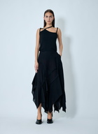 Yohji Yamamoto Gauzed Frilled Midi Skirt