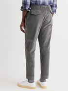 OFFICINE GÉNÉRALE - Owen Tapered Belted Cotton-Blend Corduroy Trousers - Gray