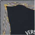 Versace Navy Greca Nautical Large Silk Scarf
