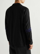 NOMA t.d. - Convertible-Collar Embroidered Satin Shirt - Black