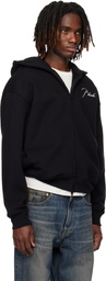 Rhude Black Classique Zip Up Hoodie
