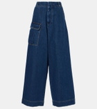 Plan C Mid-rise denim wide-leg pants