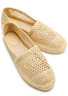 Chloe Isla Crocheted Espadrille Flats Beige