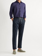 CANALI - Slim-Fit Cotton-Blend Drawstring Trousers - Blue