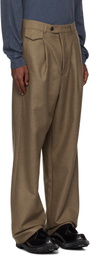 Lownn Taupe Flannel Wool Wide Trousers