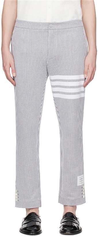 Photo: Thom Browne Gray 4-Button Vent Trousers