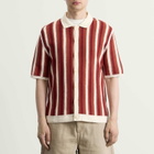 Wax London Men's Porto Knit Stripe Shirt in Ecru/Orange