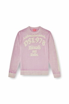 Diesel Treated cotton jumper with slogan - Knitwear Mens in Violet