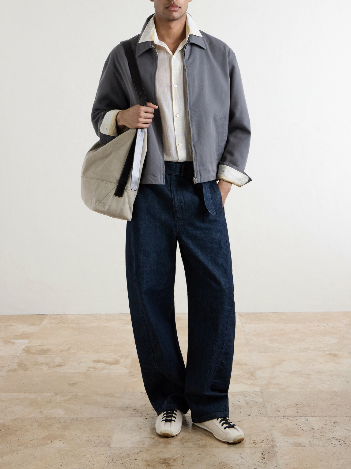 FRAME - Cotton-Blend Trucker Jacket - Gray