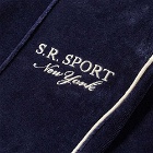 Sporty & Rich Brandie Velour Track Pant in Navy/White