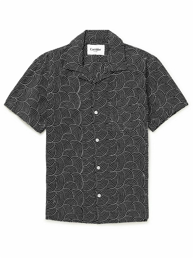 Photo: Corridor - Mind Spin Camp-Collar Embroidered Cotton Shirt - Black