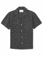Corridor - Mind Spin Camp-Collar Embroidered Cotton Shirt - Black