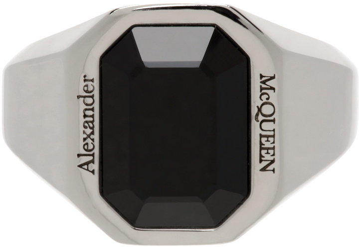 Photo: Alexander McQueen Silver & Black Jeweled Signet Ring