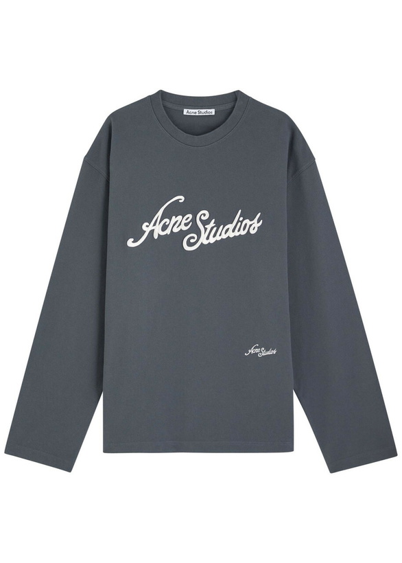 Photo: Acne Studios Logo-appliqué Cotton Piqué T-shirt Grey