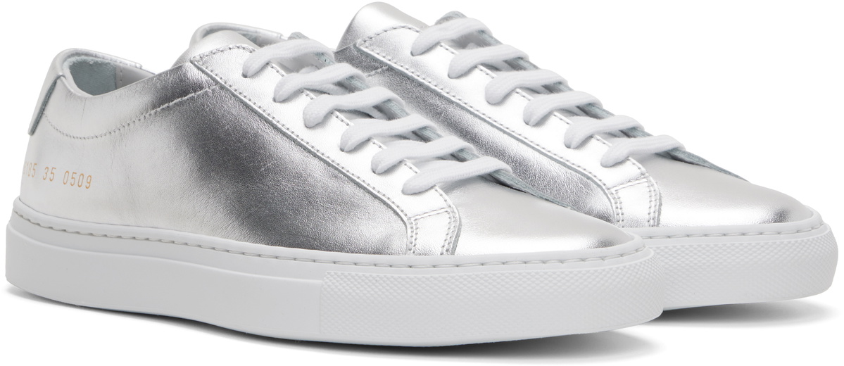 Common Projects Silver Achilles Shiny Sneakers