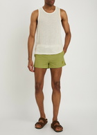 Ami Paris Logo-appliquéd Woven Swim Shorts Light Green