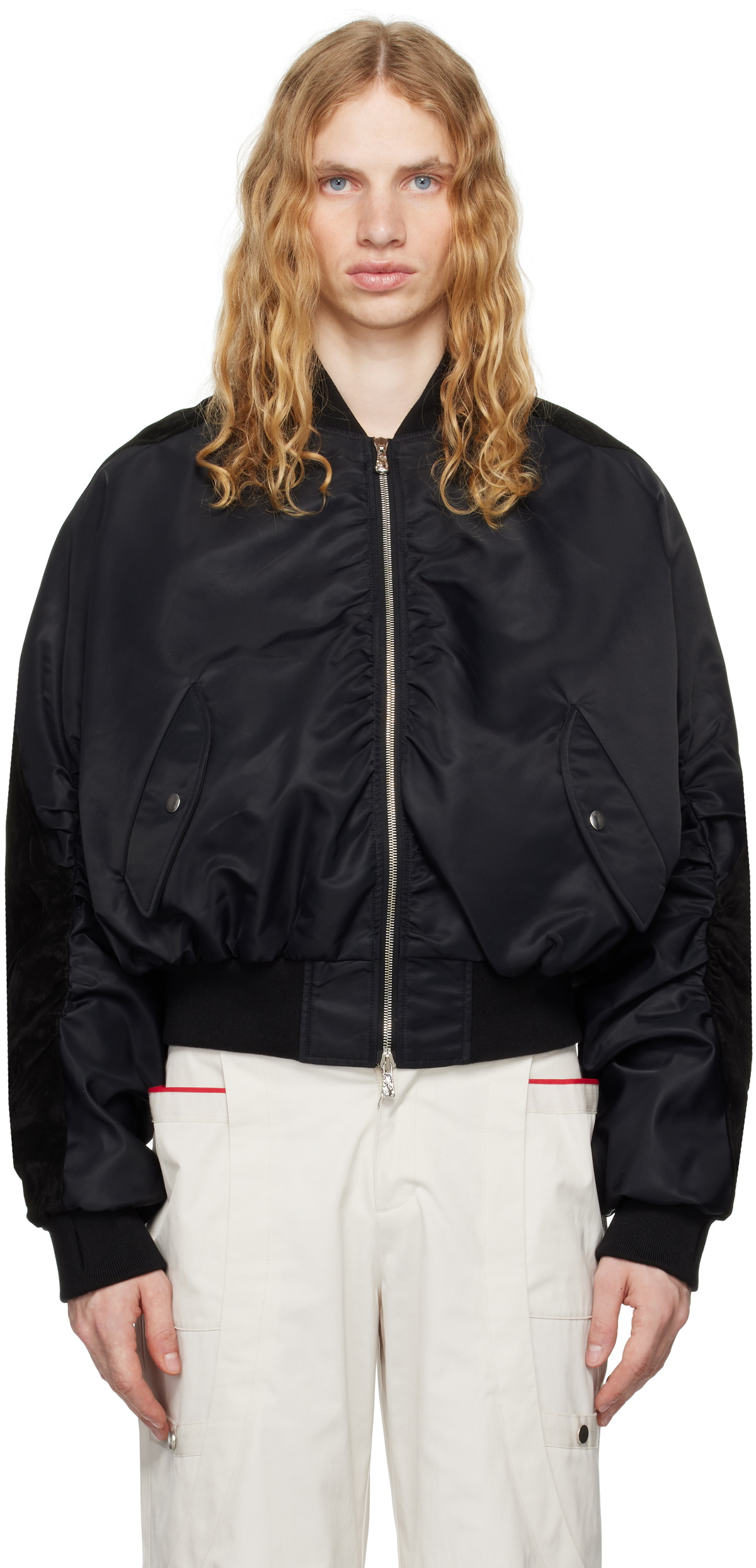 CMMAWEAR Black C Round Bomber Jacket CMMAWEAR