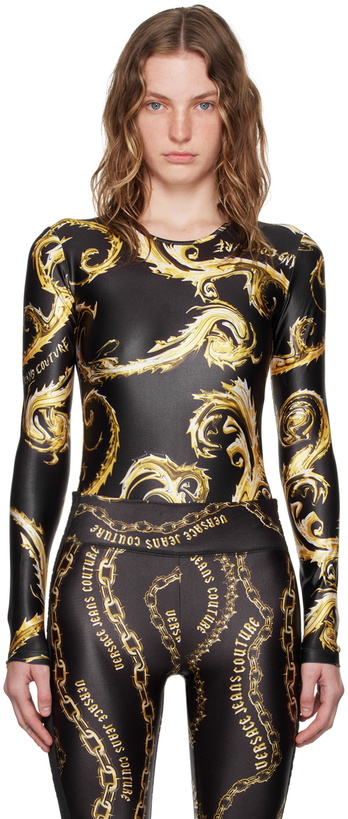 Photo: Versace Jeans Couture Black & Gold Chromo Couture Bodysuit