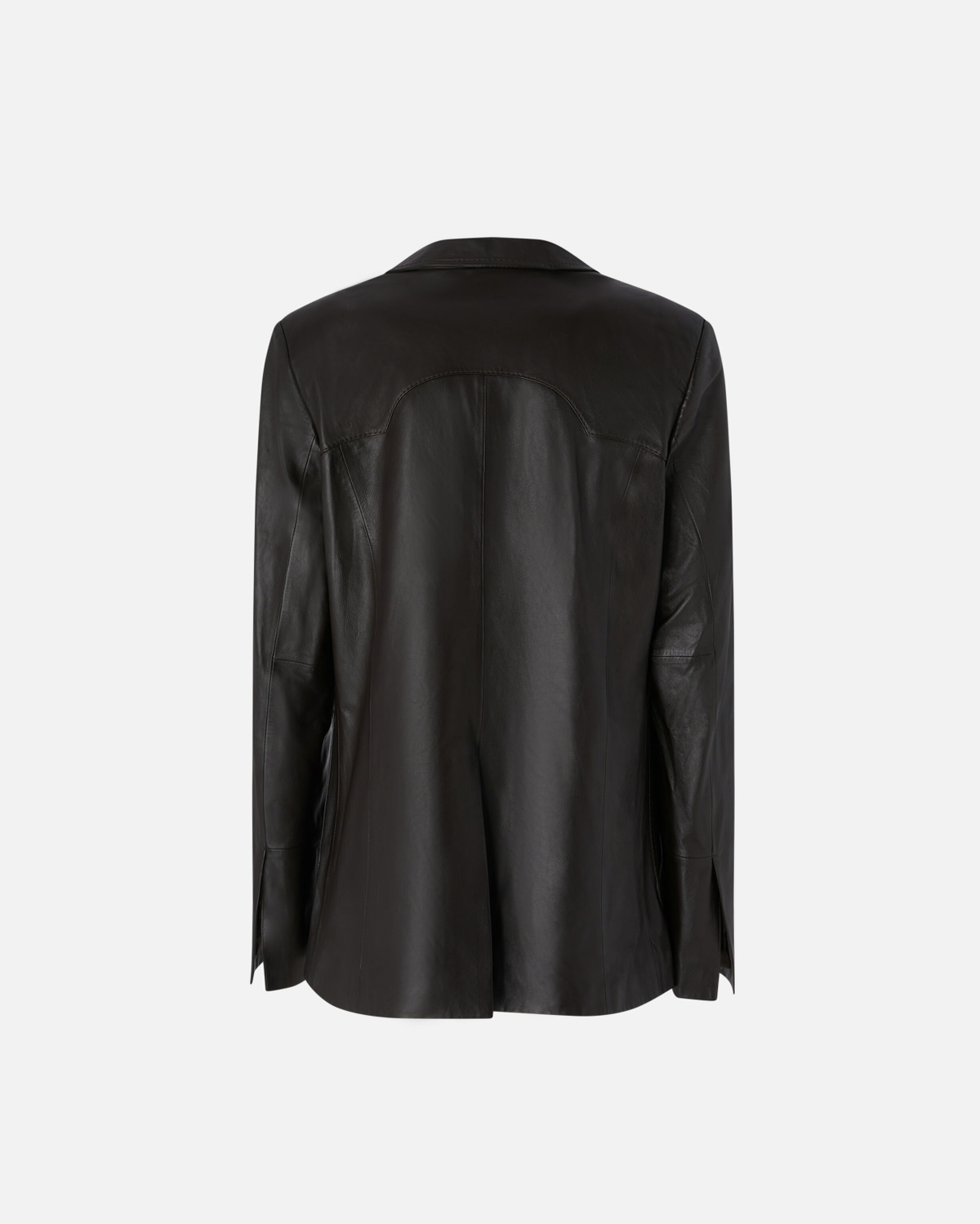 Pinko Reimagine By Pinko X Patrick Mc Dowell Single Breasted Leather Blazer With Pockets Deep Brown